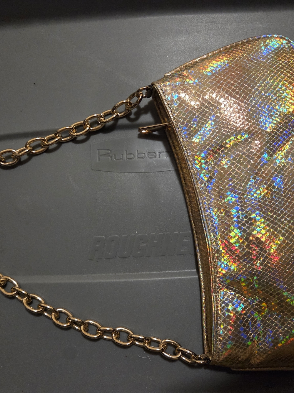 Gold Holographic Chain Shoulder Bag